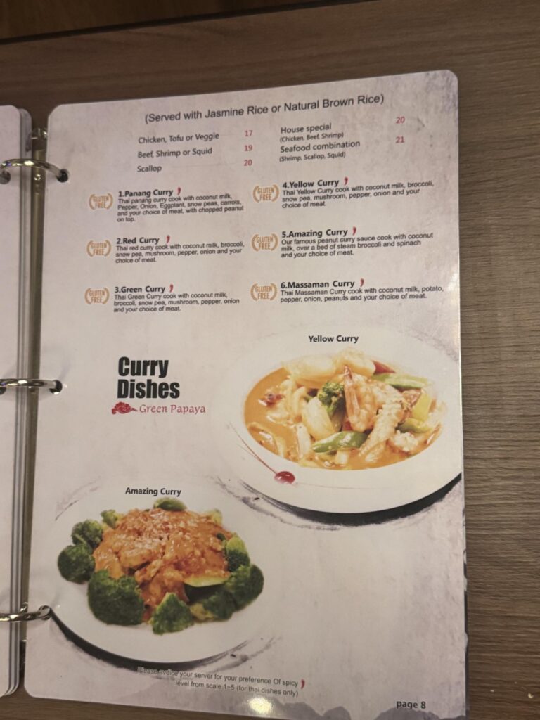 (St Aug) Green Papaya Thai-Sushi-Bar Menu 3