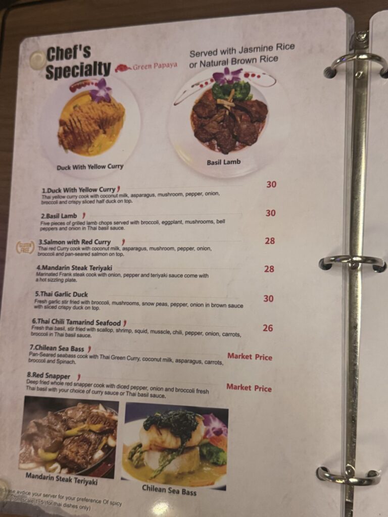 (St Aug) Green Papaya Thai-Sushi-Bar Menu 4